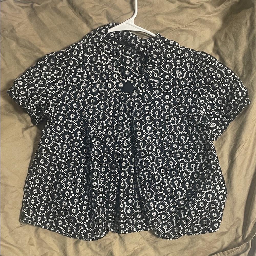 Willi Smith Black and White Patterned Button Down Shirt